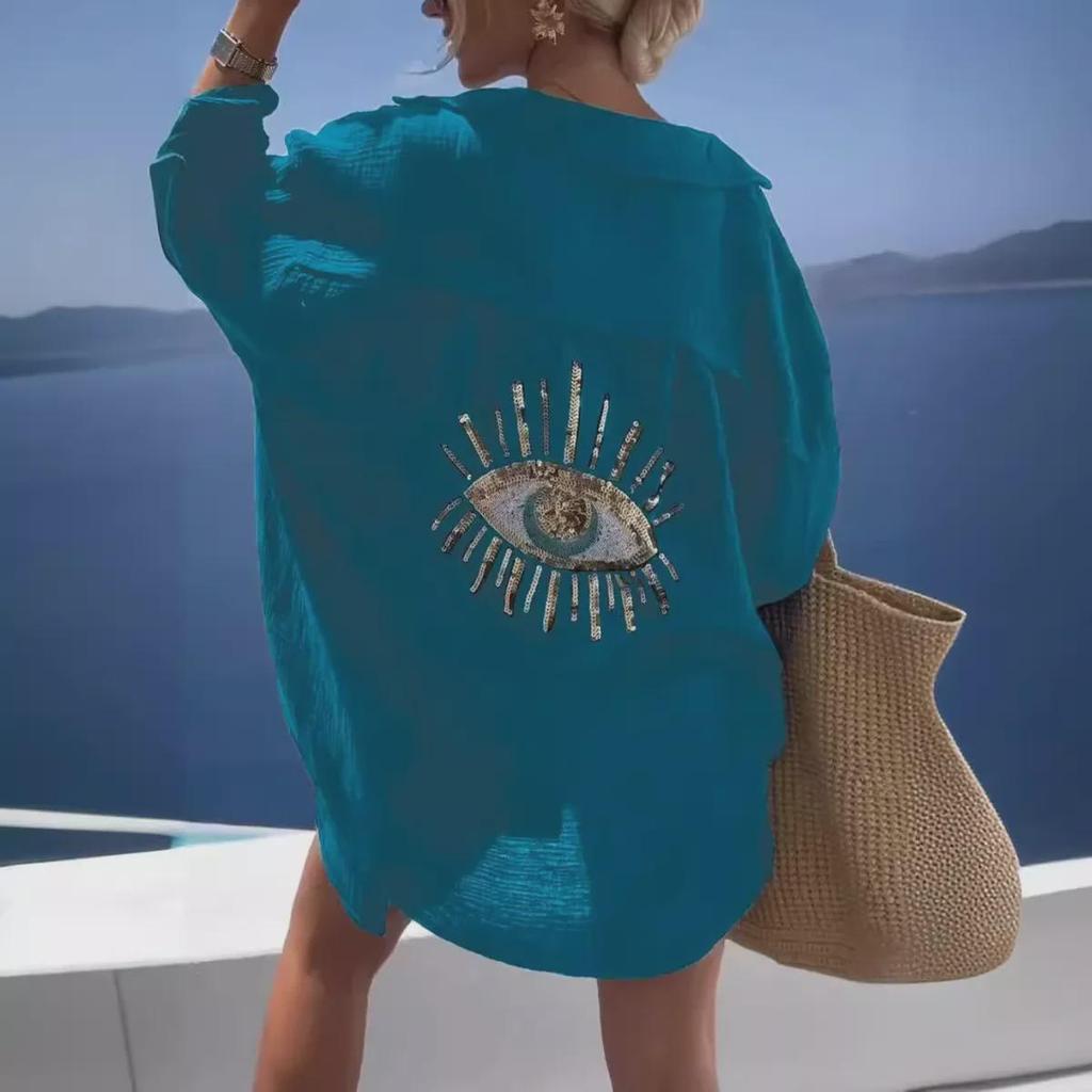 "2025 Spring/Summer Women's Lapel Long-Sleeve Cotton Linen Casual Fashion Shirt"