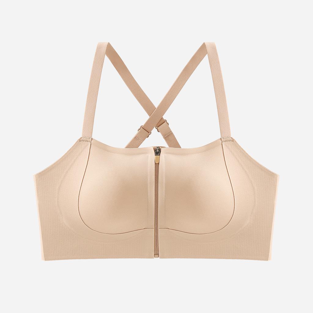 Front zipper seamless, big breasts with small breasts, gathered breasts, anti-hanging, thin shoulder straps, beautiful back bra.