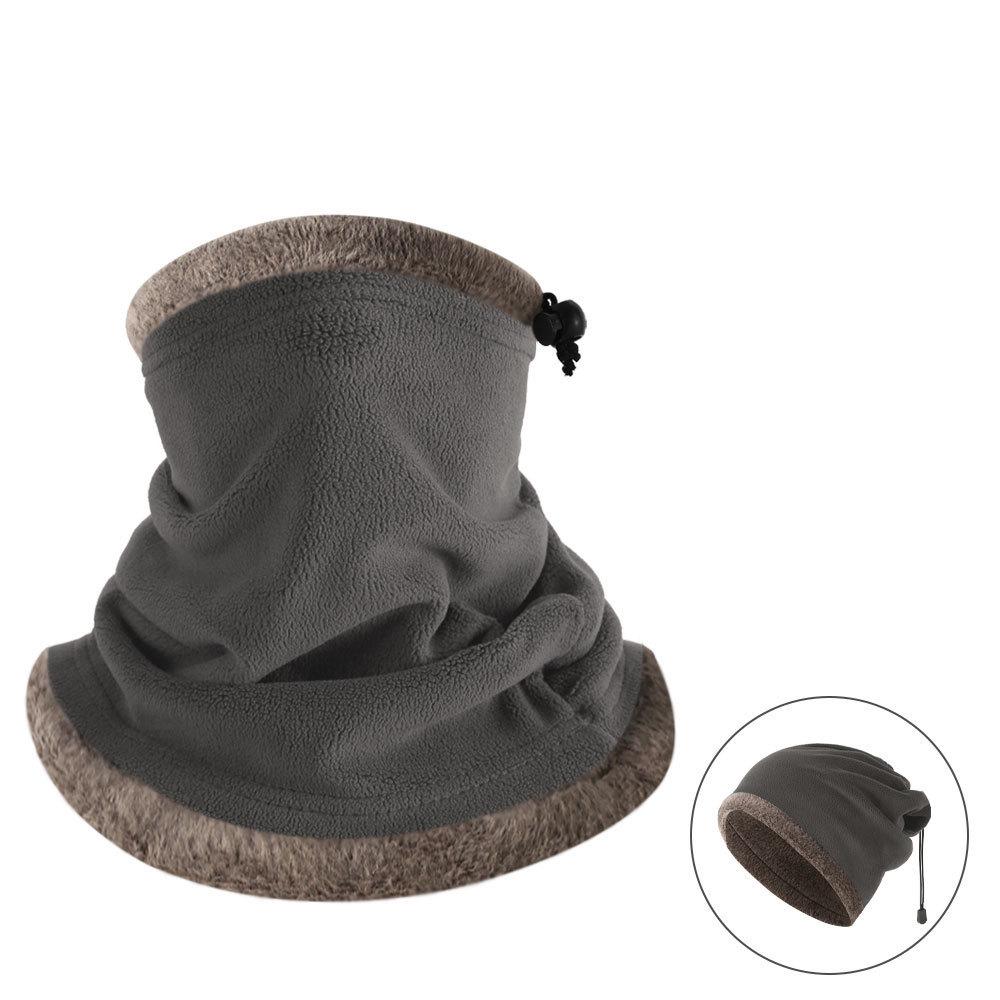 Winter Fleece Snood Hat: Multifunctional Windproof Neck Warmer & Cycling Face Mask with Adjustable Drawstring.