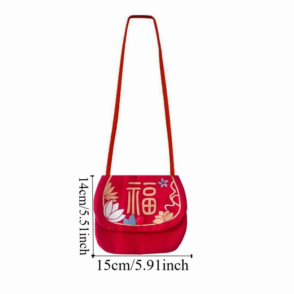 Traditional Chinese Style Candy Bag Letter Print Blessing Red Bag New Year Shoulder Bag Child