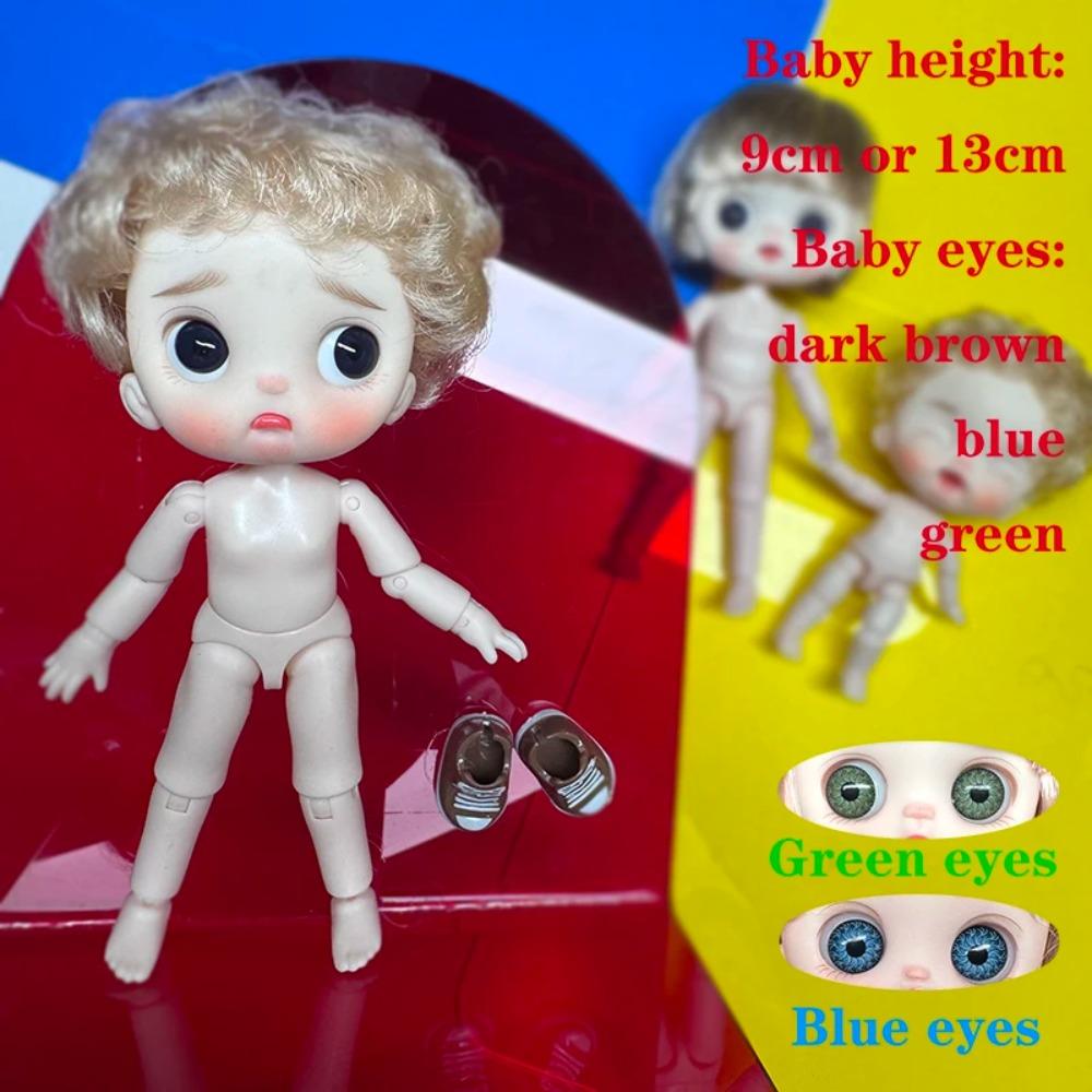 Cute Mini bjd Doll Girl Boy Bald head Ob11 1/12 Naked DIY Toys Handmede Dolls full Body Green Blue eyes Art Doll Accessories Art