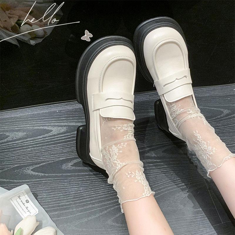British style small leather shoes women's summer new super fire fashion versatile thick sole square head retro