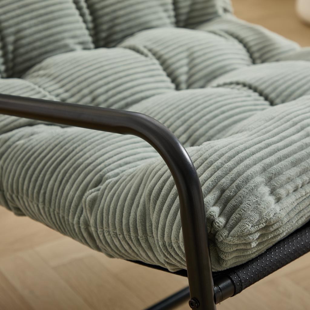 Outdoor Rocking Chair, Comfy Cushion, with Soft Thick Cushion,for Living Room, Bedroom, Reading Room, Black Frame with Light green Cushion