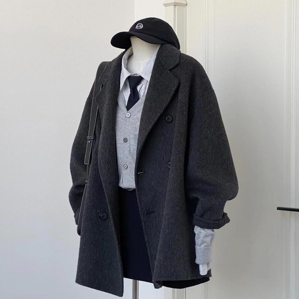 Suit Woolen Coat Women's Short Winter New Woolen Jacket Winter Button Up Blazer