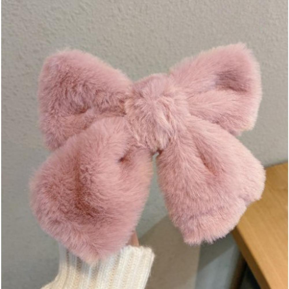 

Плюшевая заколка для волос с большим бантом, бархатная заколка для волос на затылок, в корейском стиле, головной убор, пушистый зажим, верхний зажим, аксессуары для волос розовый