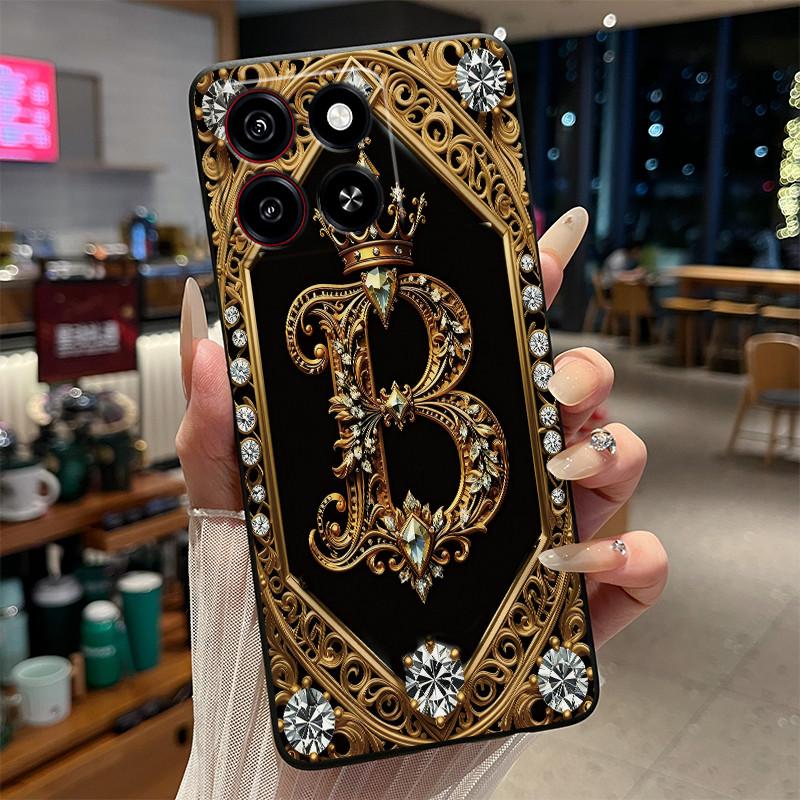 

Phone Case For ZTE Blade A35 A55 A35E Funda Soft Black Silicone Back Cover Initial Letters Pattern Printing Protective Casing ZTE Blade A55