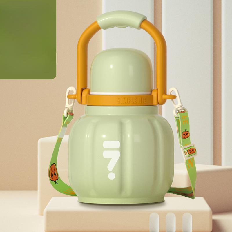 New Pumpkin Thermos Cup High Appearance Level Stainless Steel Cup Outdoor Handle Water Cup Simple Double Drink Cup