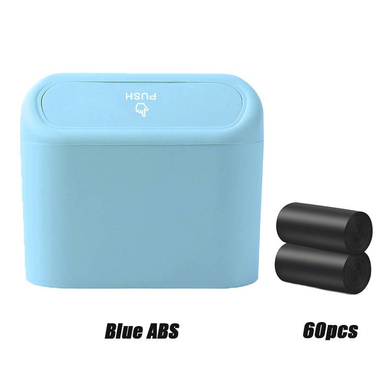 Hanging Car Trash Can with Lid Mini Tray Dustbin Garbage Box Trash Car Interior Storage Case Trash Bin Push Can Car Accessories