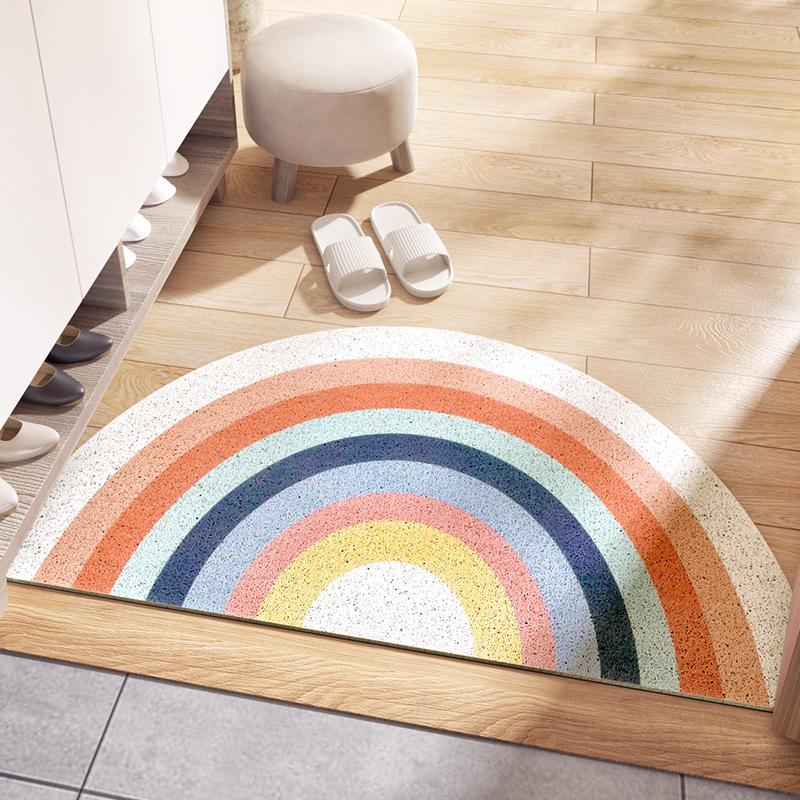 Halfronde Zijden Ringmat Antislip Deurmat Huishoudelijke Entree Deur Vuil Slijtvast Deurmat 45*90cm white
