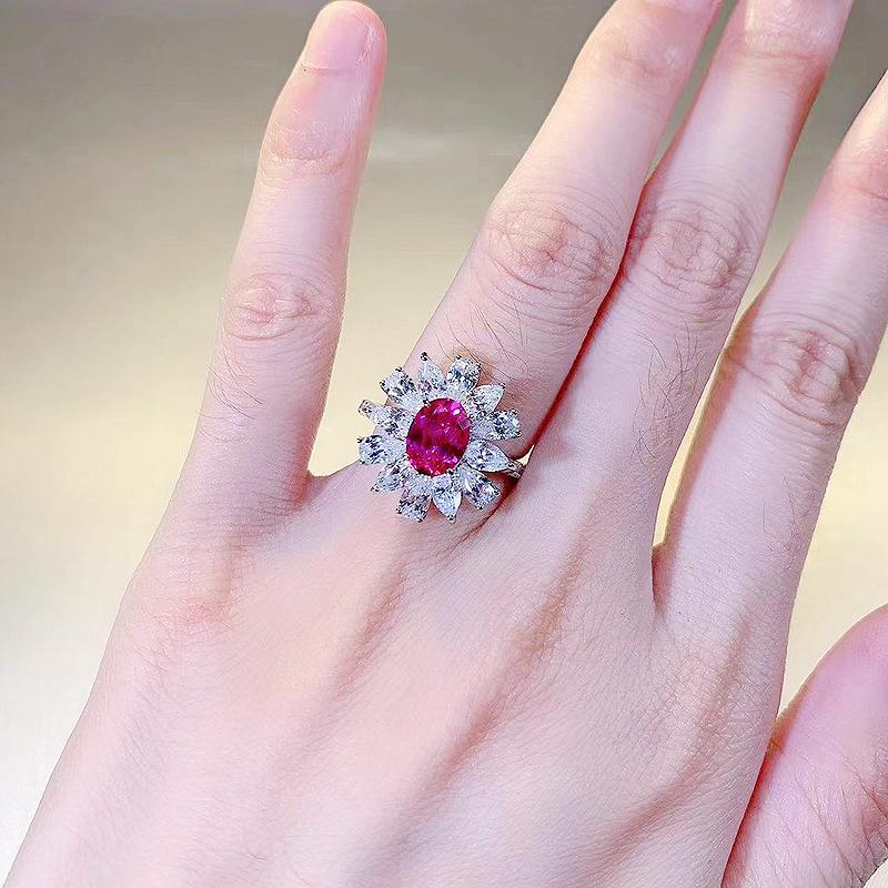 Zhuo Zhifan 2023 Luxury S925 Silver Oval Zirconia Diamond Ring for Women - Fashion Versatile
