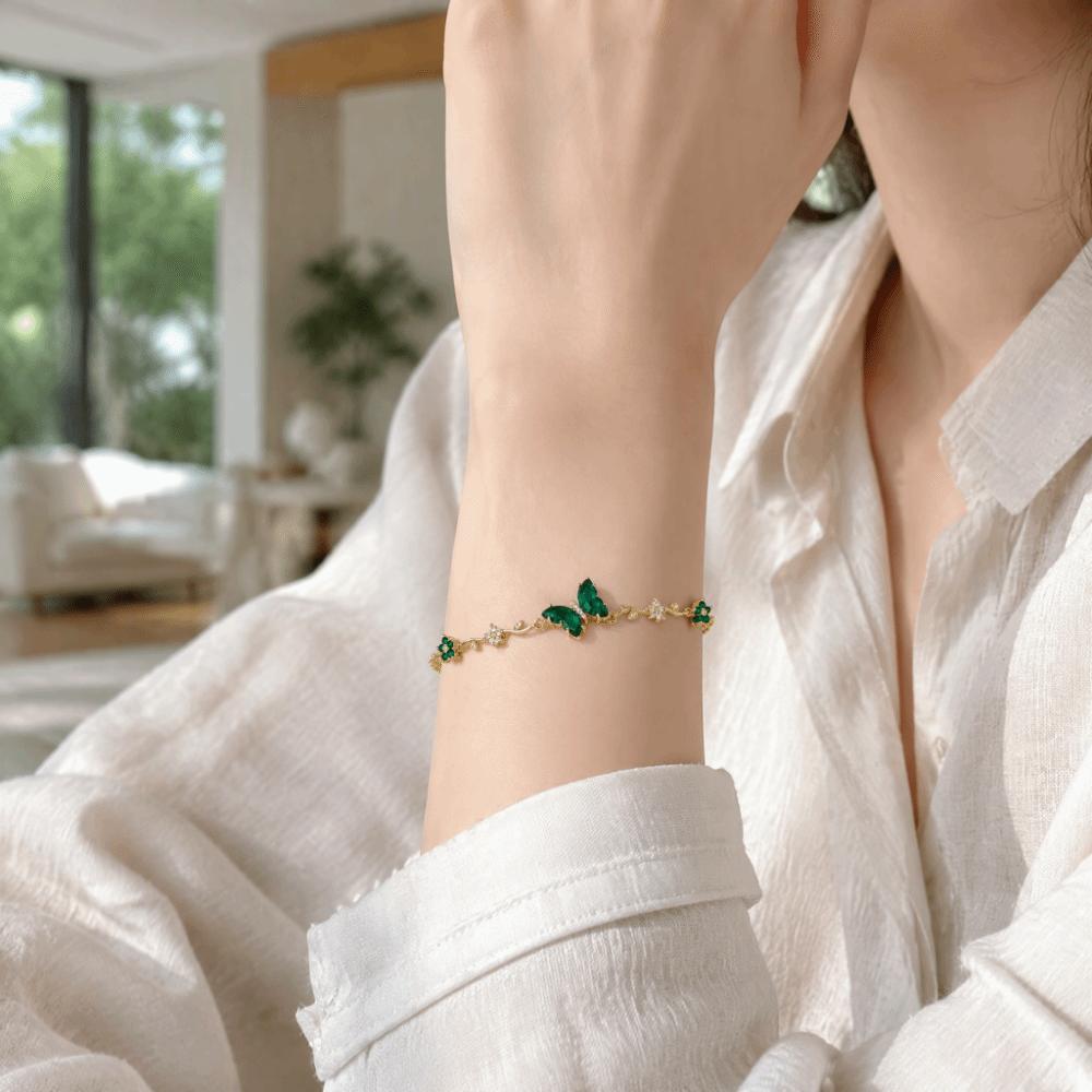 Crystal Inlay Crystal Bracelet Zirconia Women Bracelet Elegant Leaf Bracelet Daily Wear