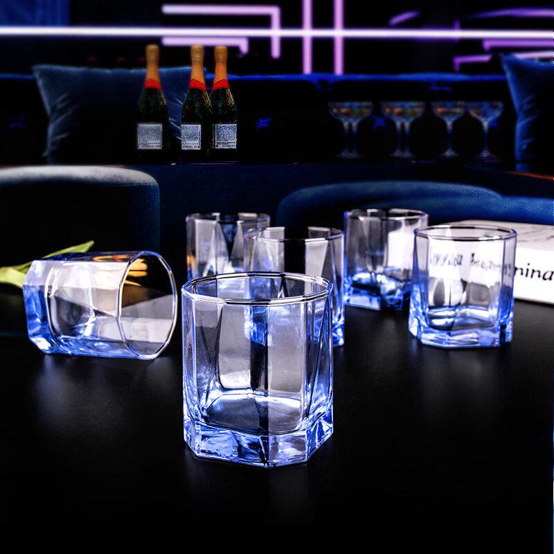 Flavinmci Achteckige Blaue Glas Wasser- und Weingläser