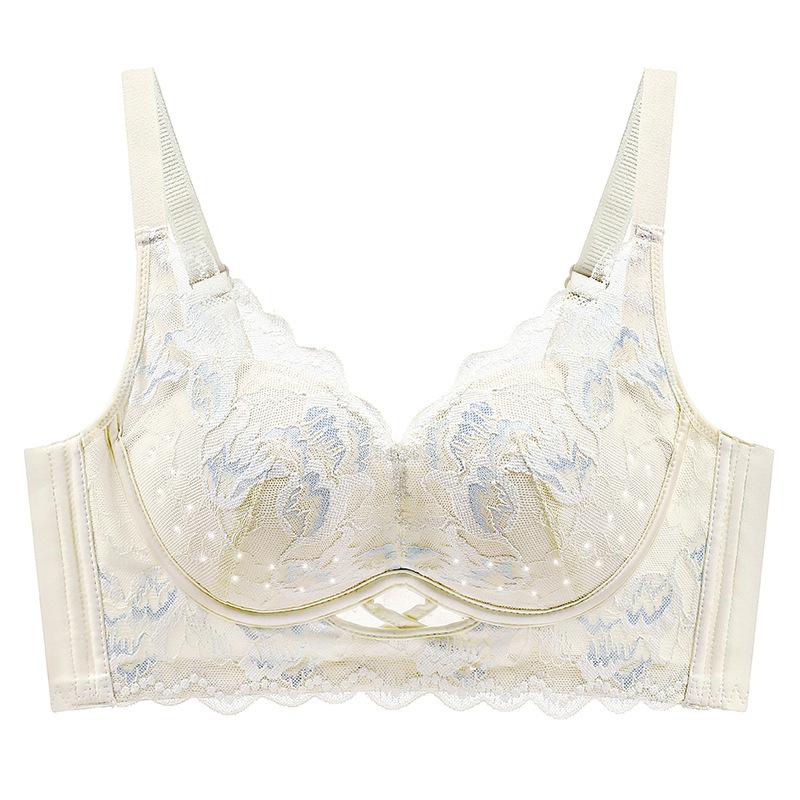 French Style Bra Women's Lace Bra Gathered Without Steel Rings Adjustable Breathable Bra Summer