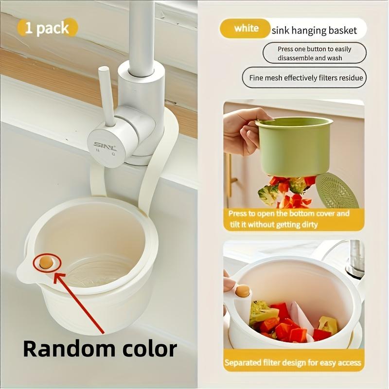 

Многофункциональная подвесная корзина для раковины-фильтра - Кнопочный слив и конструкция для хранения, Отдельный фильтр, Хранение для кухни и ванной комнаты белый
