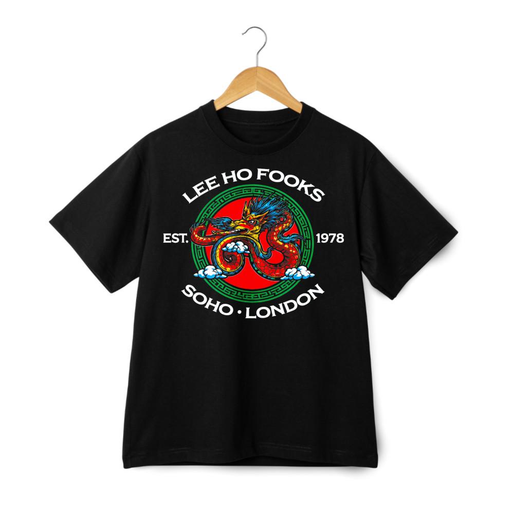 Lee Ho Fooks Dragon Print T-Shirt, Retro Chinese Restaurant Casual Tee L