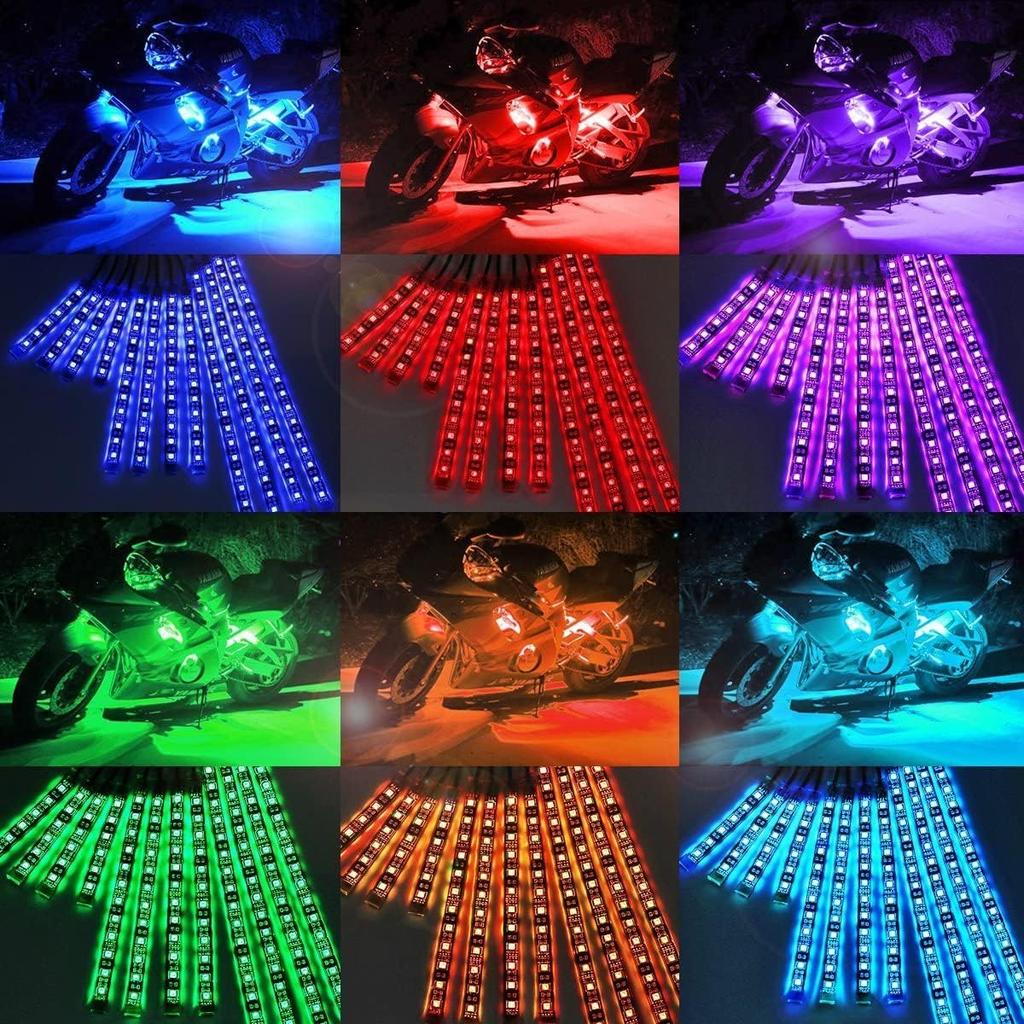 Waterproof RGB LED Strip Lights for Compatible with and Includes Silicone 15 Waterproof and and Remote Control 12-Pack Motorcycles, Kawasaki, Yamaha,