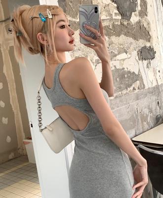 Summer Dress New Ins Hottie Backless Sexy Bag Buttock Slim Dress Vest Long Skirt Long Dress Party Dress