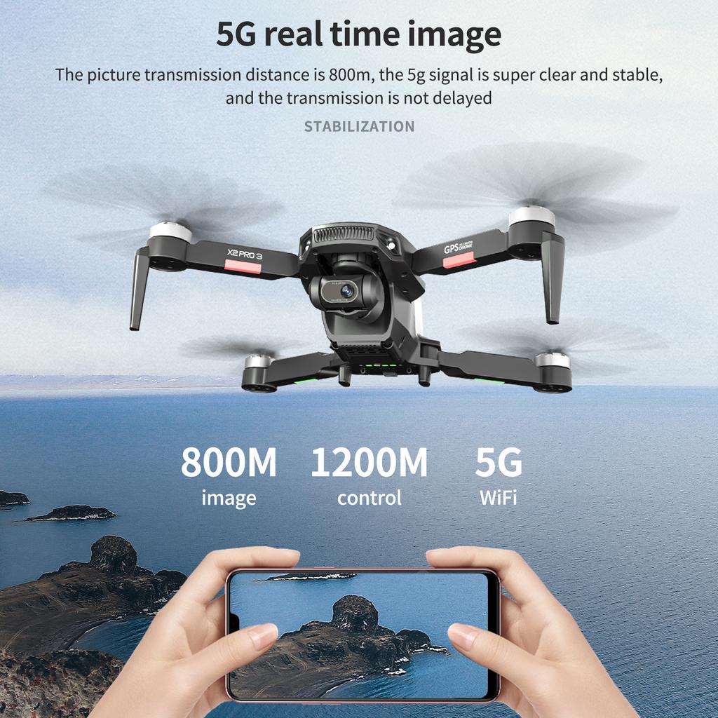 Dronă RC cu cameră 4K Gimbal cu 3 axe Motor fără perii 5G Wifi FPV GPS Quadcopter 1200m Control