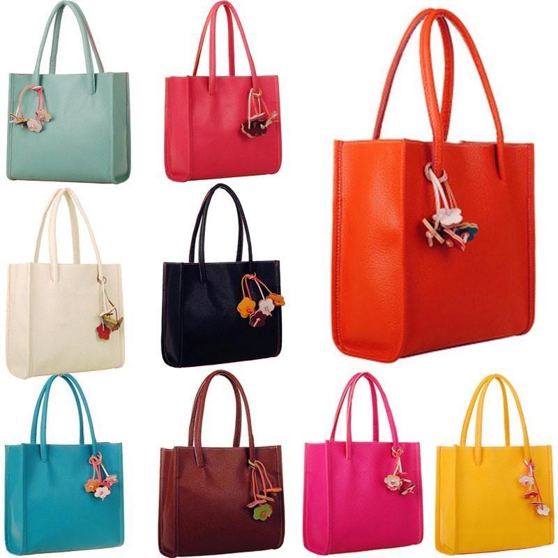 Chic And Stylish Candy Color Pu Leather Tote For Women With Floral Design