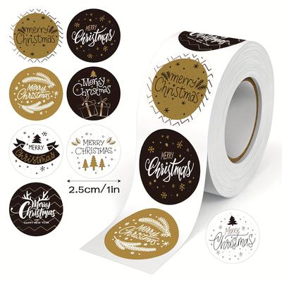 500 Stickers Merry Christmas Stickers Roll - 8 English Patterns,Round Shape for Gift Wrapping, Scrapbooking Gift Packaging Label