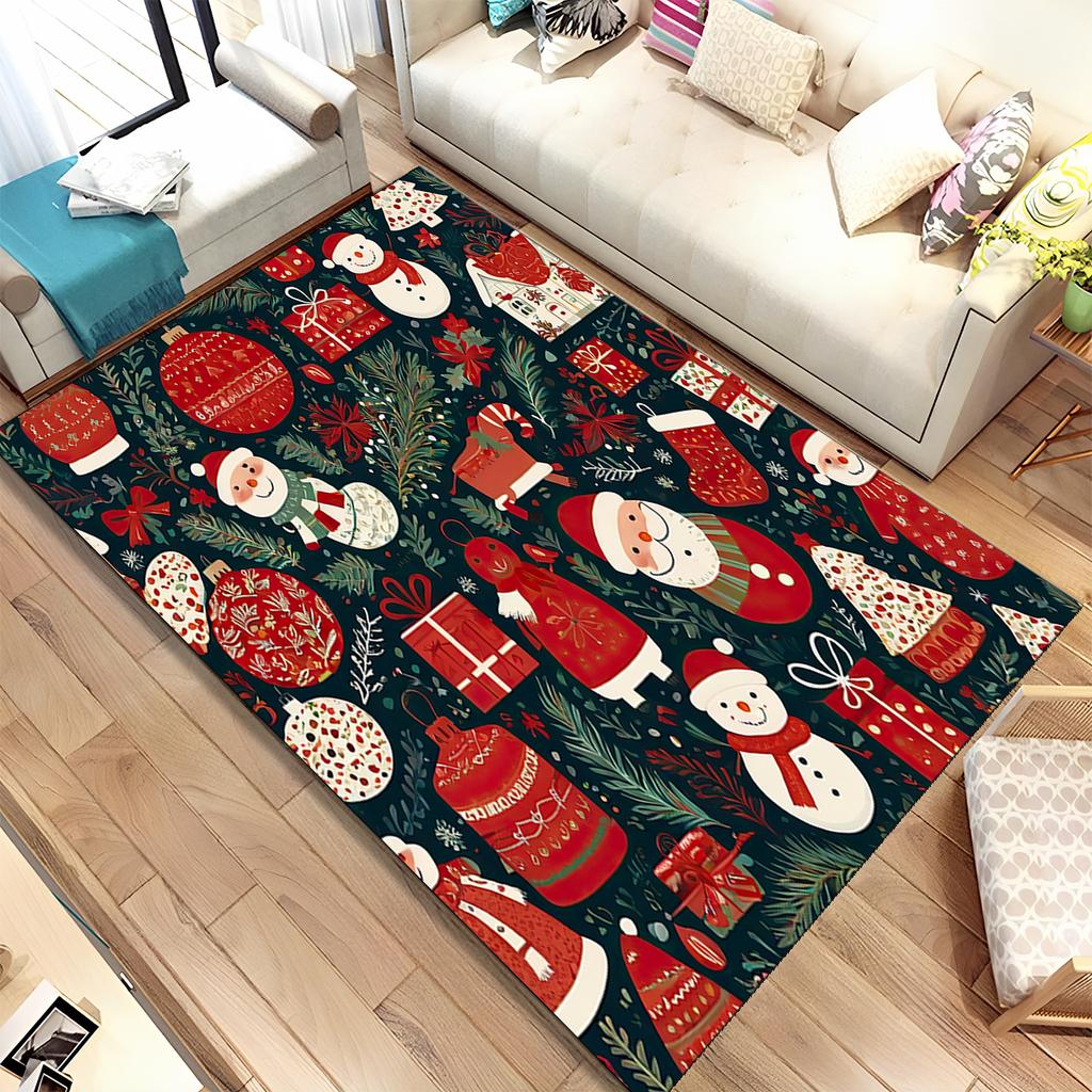 Fofo Pai Natal Árvore de Natal Feliz Desenho Animado Festival Tapete de Presente para Sala de Estar Quarto Casa Decoração de Sofá, Antiderrapante