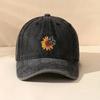 Cross-Border Flower Hat Washing Printing Sunshade Outdoor Cap Duck Tongue Cap Men Women's Solid Color Sunflower Denim Cap