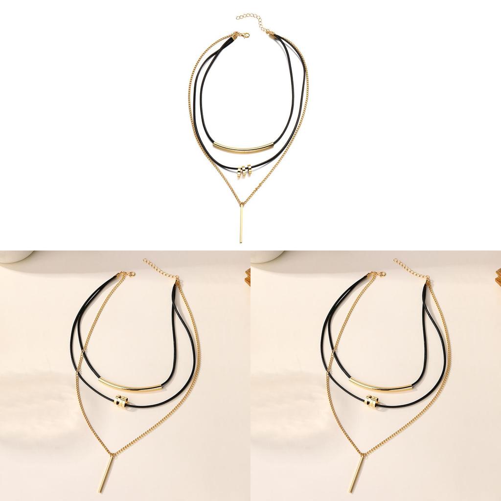 Modern Geometric Alloy Necklace For Women With Multilayer Design For Fall Winter Fashion