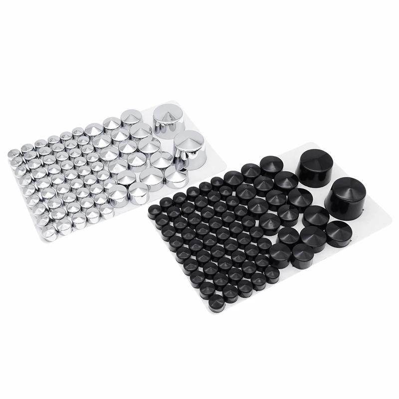 75 Pcs/Set Motorcycle Bolt Toppers Cover Black/Silver Chrome Cap With 5 Screw For Harley Road Glide FLT Road King FLH 2007-2013