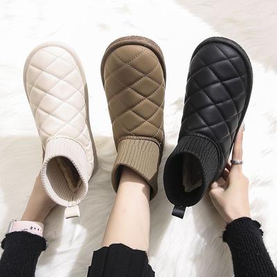 Socks Mouth Snow Boots Women's Winter  New Waterproof and Non-slip Thick-soled Piled Thickened Warm Bread Cotton Boots