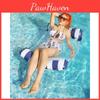 Foldable Inflatable Water Striped Hammock Leisure With Mesh Backrest Floating Adult Float Bed Lounger Blue