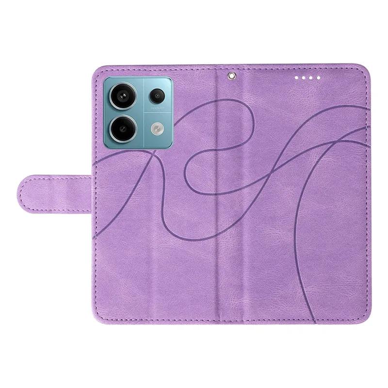 For Redmi A3 A2+ A1 Plus Curved Lines Flip Magnetic Cards Solt Wallet Leather Phone Case for Xiaomi Poco X6 Pro X 6 M6pro 4G Kickstand Holster Bag