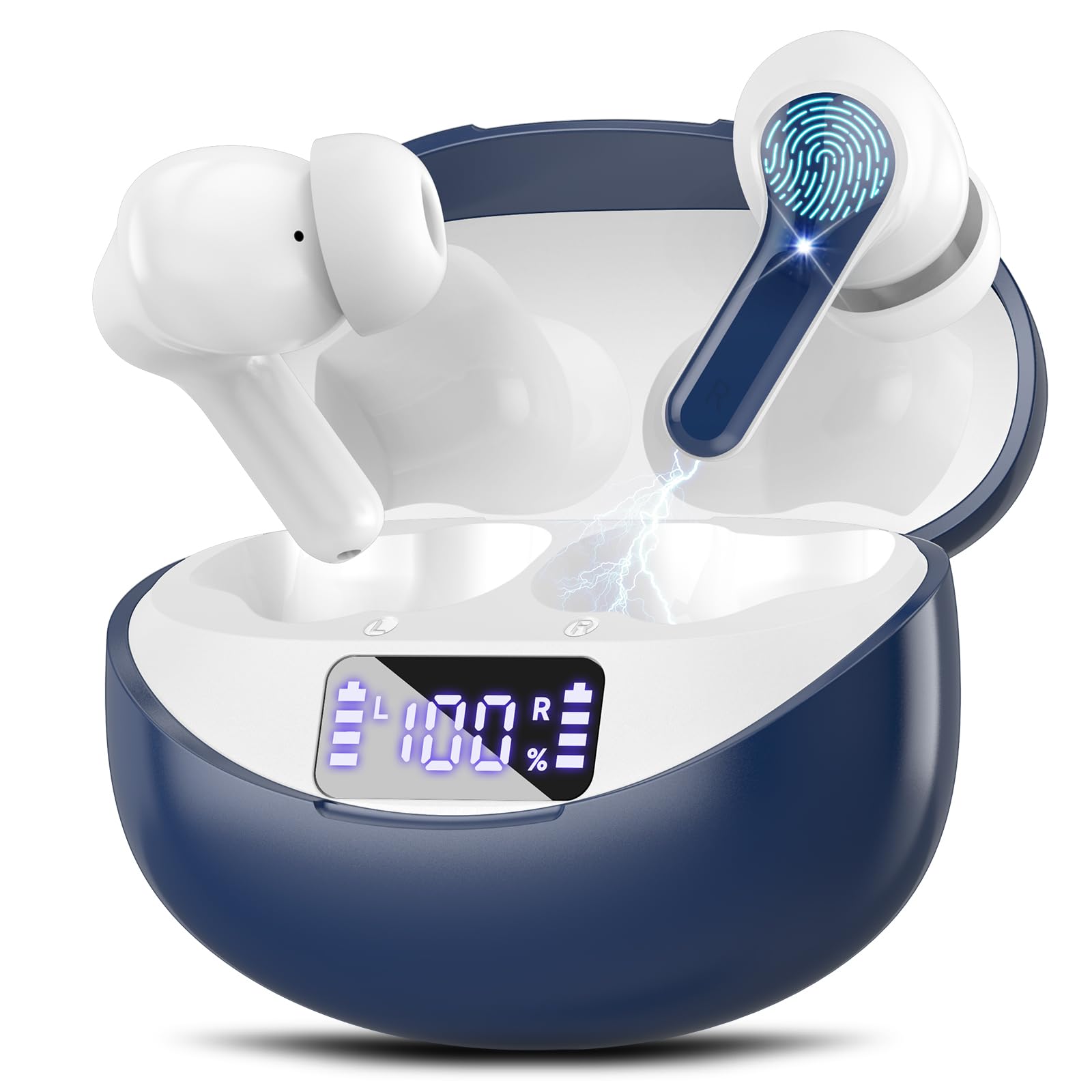 

Wireless Earphones Bluetooth i13 Stereo ENC Noise Cancelling Up to 50 Hours Playback LED Digital Display Automatic Pairing IPX7 Waterproof Microphone синій