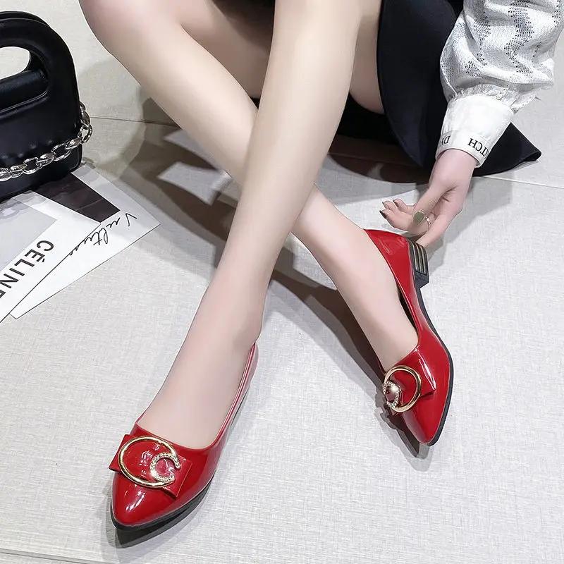 Fashion Chunky Heels Women's Shoes Office Block Heel Low Elegant Square Toe Ladies Pumps Wholesale Popular Chic Point Footwear Lastest