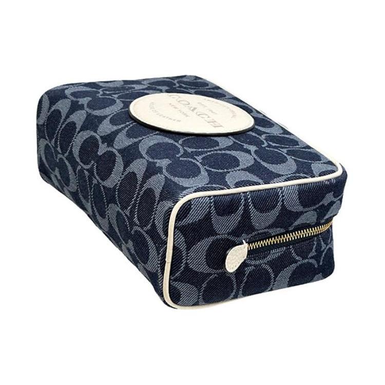 New COACH DempseyBoxy Leather Cotton Small Square Bag, Camera Bag, Makeup Bag, Clutch Trumpets Women's Denim C4230-IMDEI