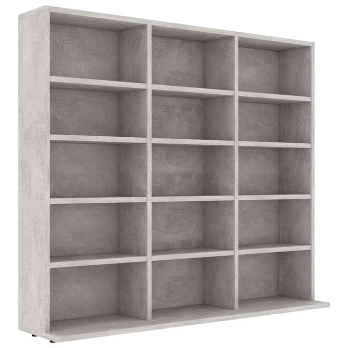 VidaXL CD Cabinet, CD Shelf with Compartment, Office Cabinet, Interior Bedroom Storage Furniture, Concrete Grey 801791