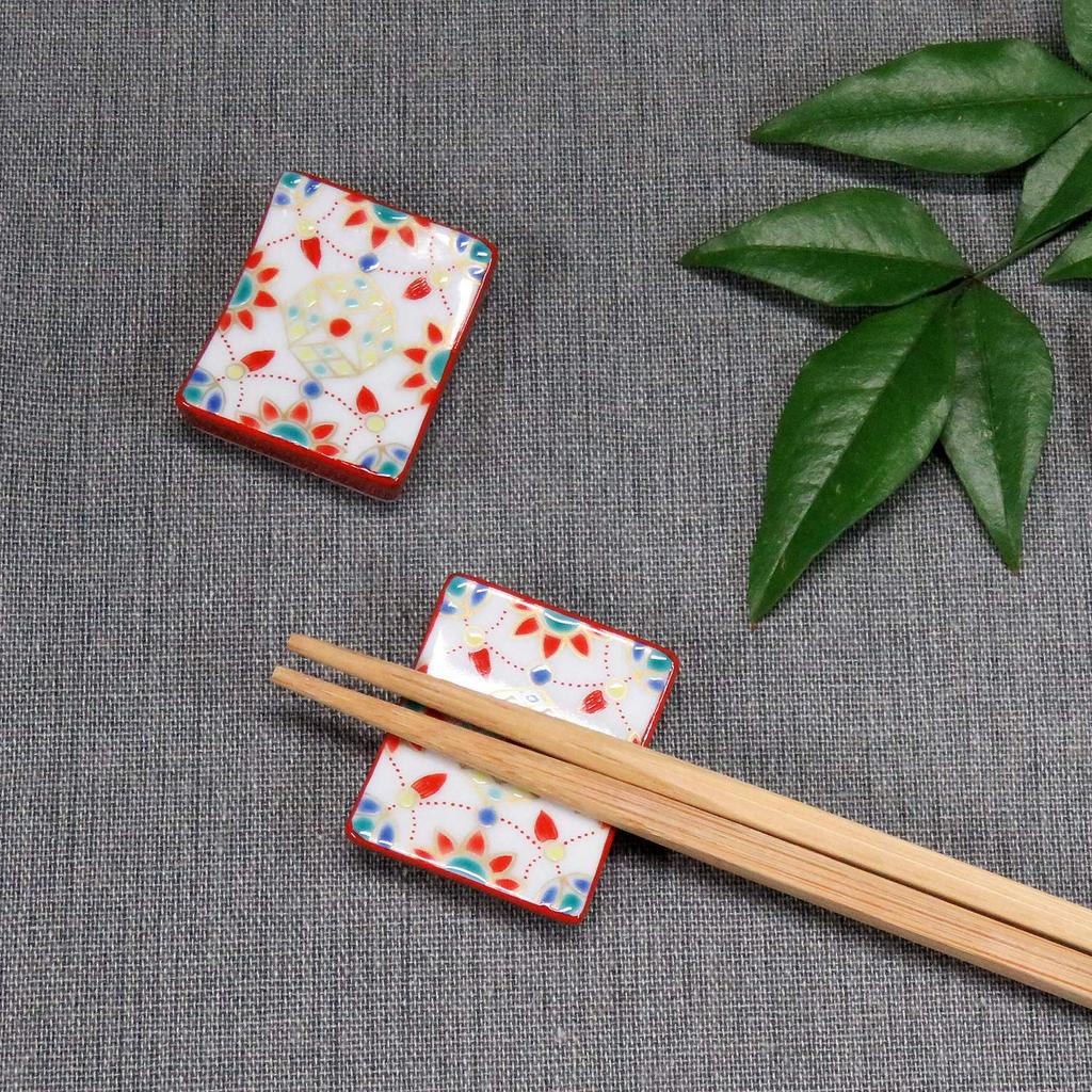 Stylish Kutani Ware Pair Chopstick Rest Yorakute Ceramic Cutlery Made In Japan Set, Design, Rest,