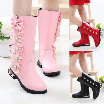 Girls Boots Autumn and Winter New Korean Version Children's High Boots Plus Velvet Little Girl Princess Long Boots