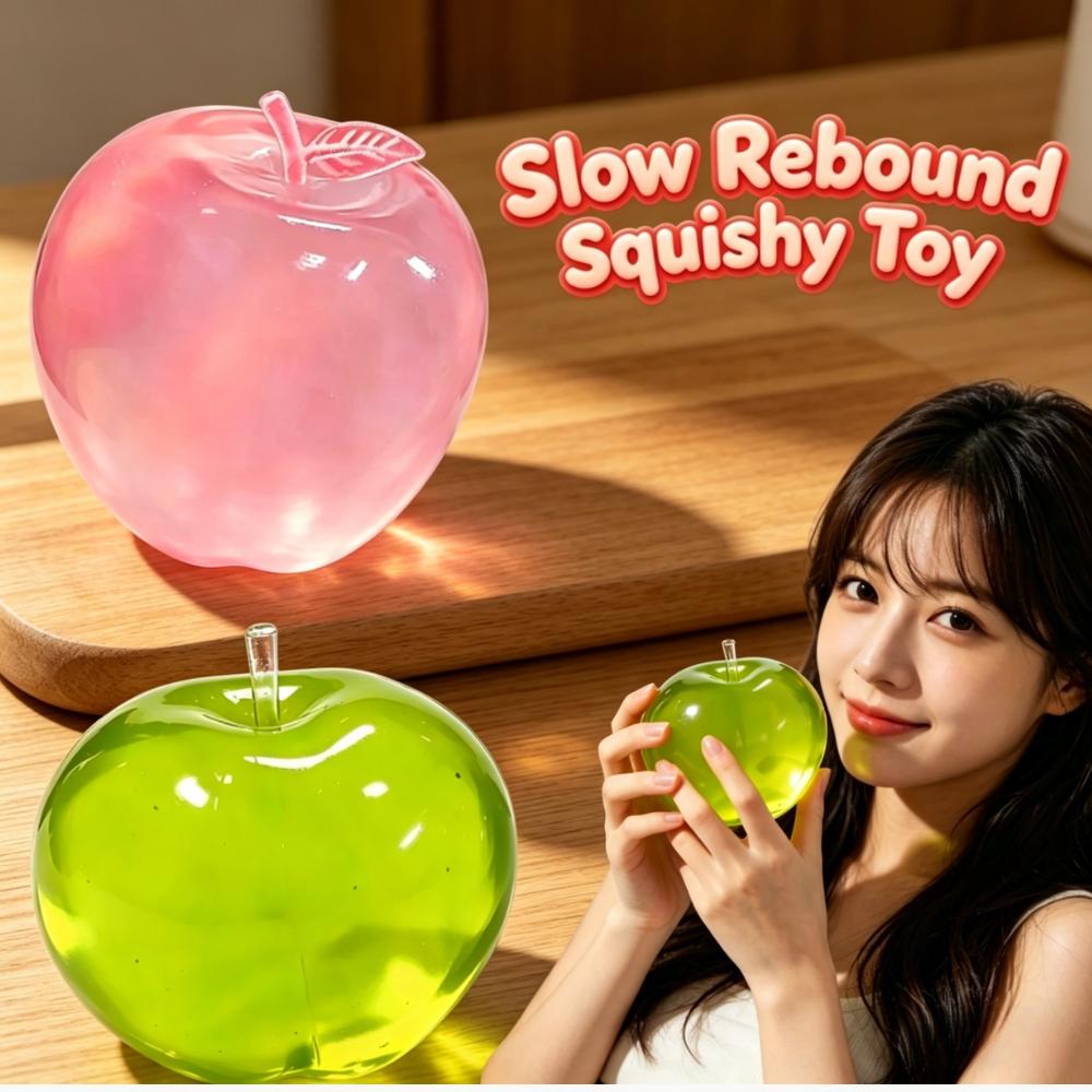Topmix Green Apple Transparent Squeeze Toy | Slow Rebound Soft Squishy Fidget Toy | Sensory Stress Relief Decompression Hand Toys
