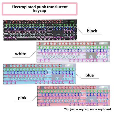 Personalisierte durchscheinende runde Retro-Tastenkappen – modische mechanische Tastaturkappen mit galvanisiertem Punk-Design
