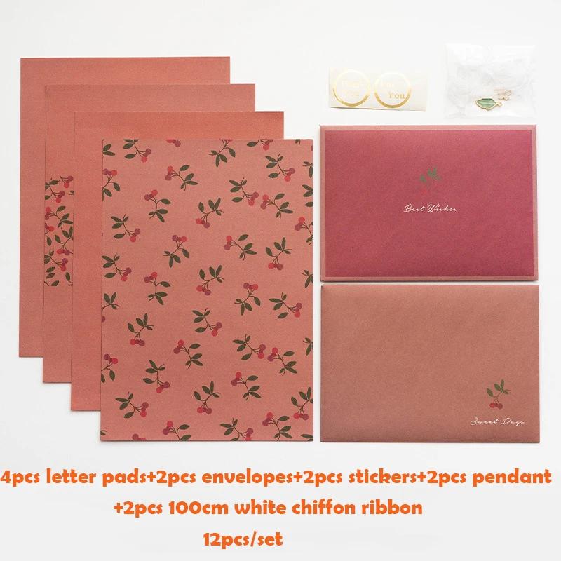 12pc/set Ins Floral Envelopes Kawaii Letter Pads DIY Wedding Party Invitations Cards Envelopes with Stickers Korean Stationery