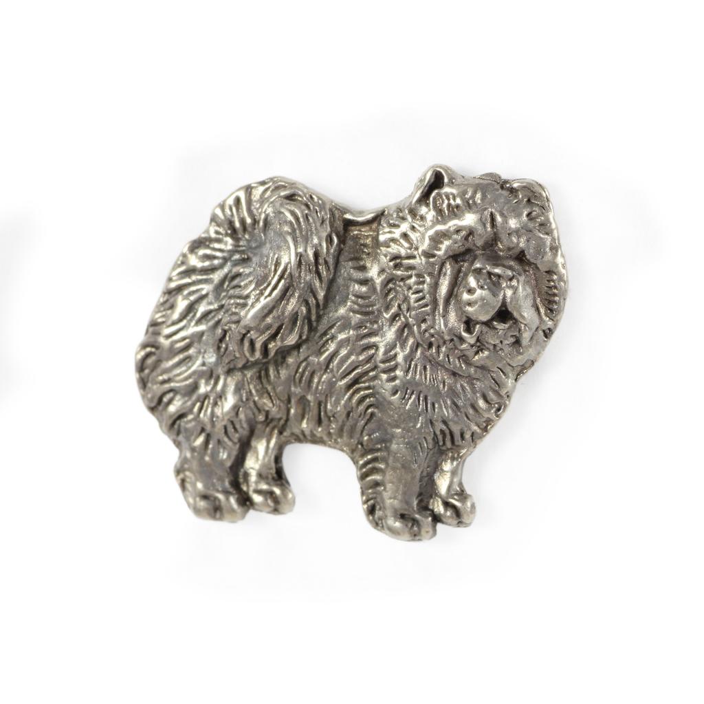 Chow Chow - Broche de cachorro banhado a prata, alfinete elegante, decoração de lapela de jaqueta da marca Art-Dog