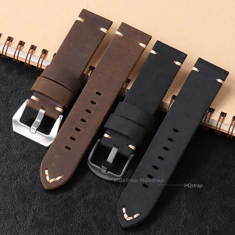 Cinturino Orologio in Pelle di Mucca Fatto a Mano per Panerai PAM111 441 Cinturino in Pelle Marrone Braccialetto Morbido da Uomo 22mm 24mm 26mm Cinturino Vintage