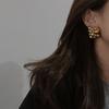 925 Sterling Silver Irregular Beaded Earrings with Textured Metal Balls – European/American Style, Exaggerated Fashion Design