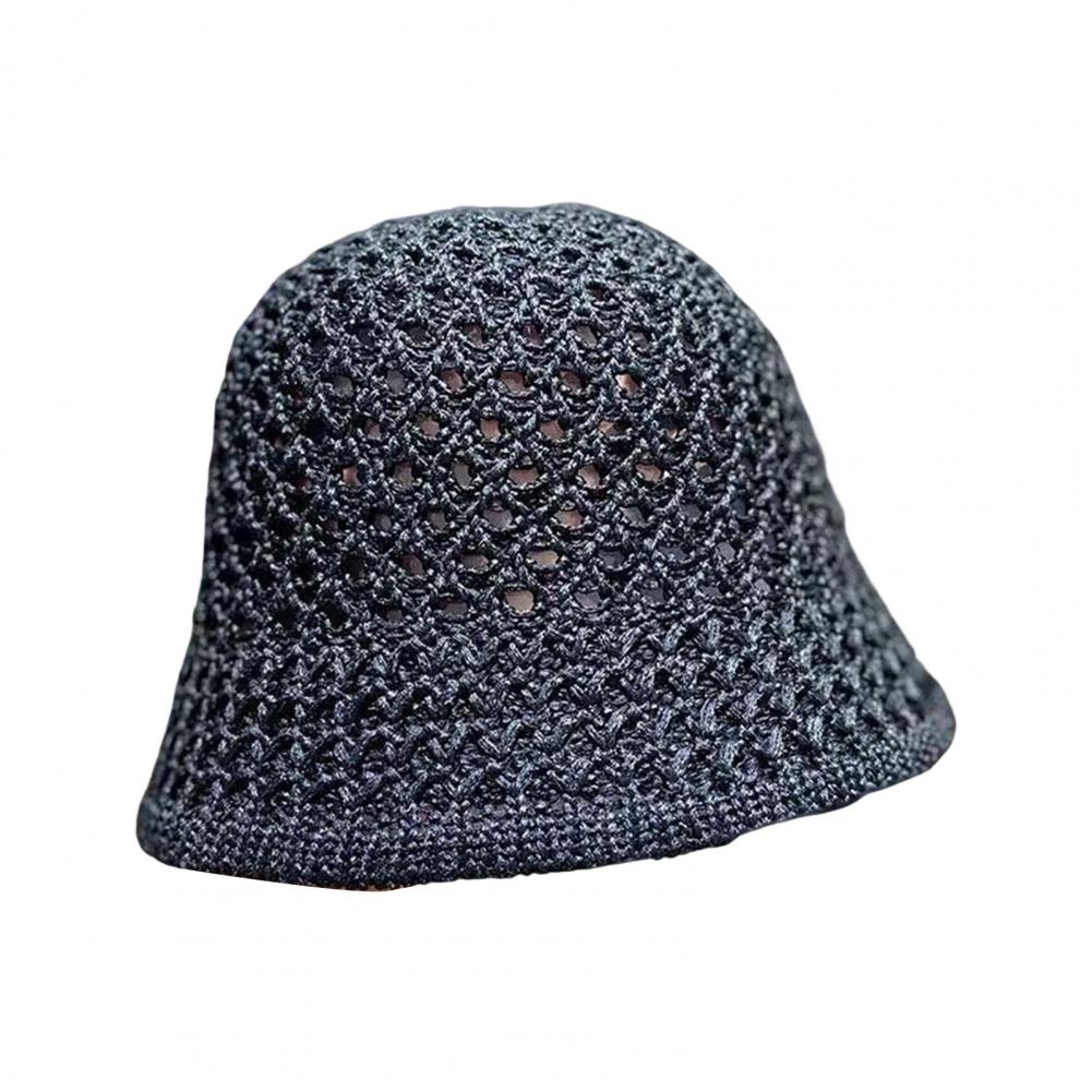 Women Basin Hat Hollow Breathable Sun Fisherman Hat Solid Color Dome Short Brim Anti UV Bucket Hat