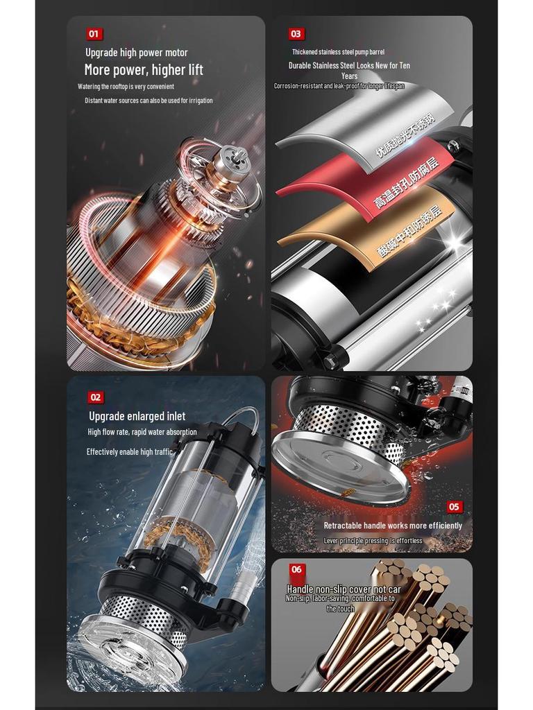 220V Hochleistungs-Tauchpumpe für Haushalt und landwirtschaftliche Bewässerung