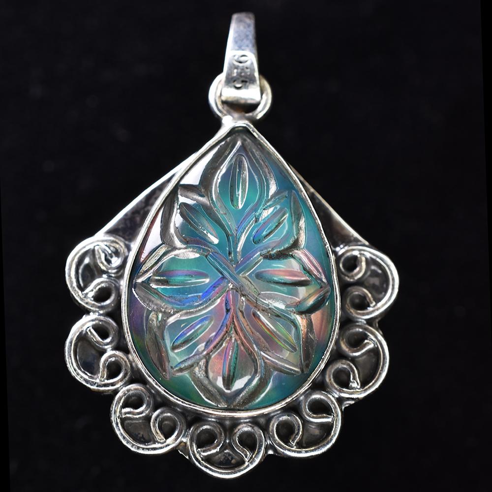 CERTIFIED 41 Ct Natural Pear Opal 925 Starling Silver Pendant Jewelry For Her MY.PD-206-NS