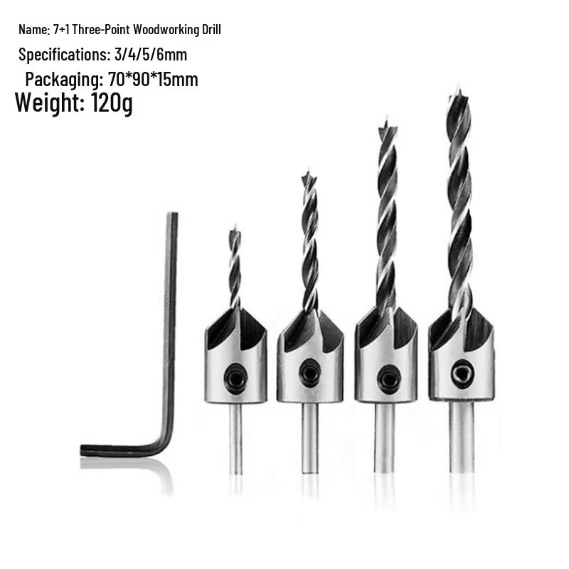 Foret à bois rétro à trois pointes réglable pour le fraisage et le travail du bois polyvalent