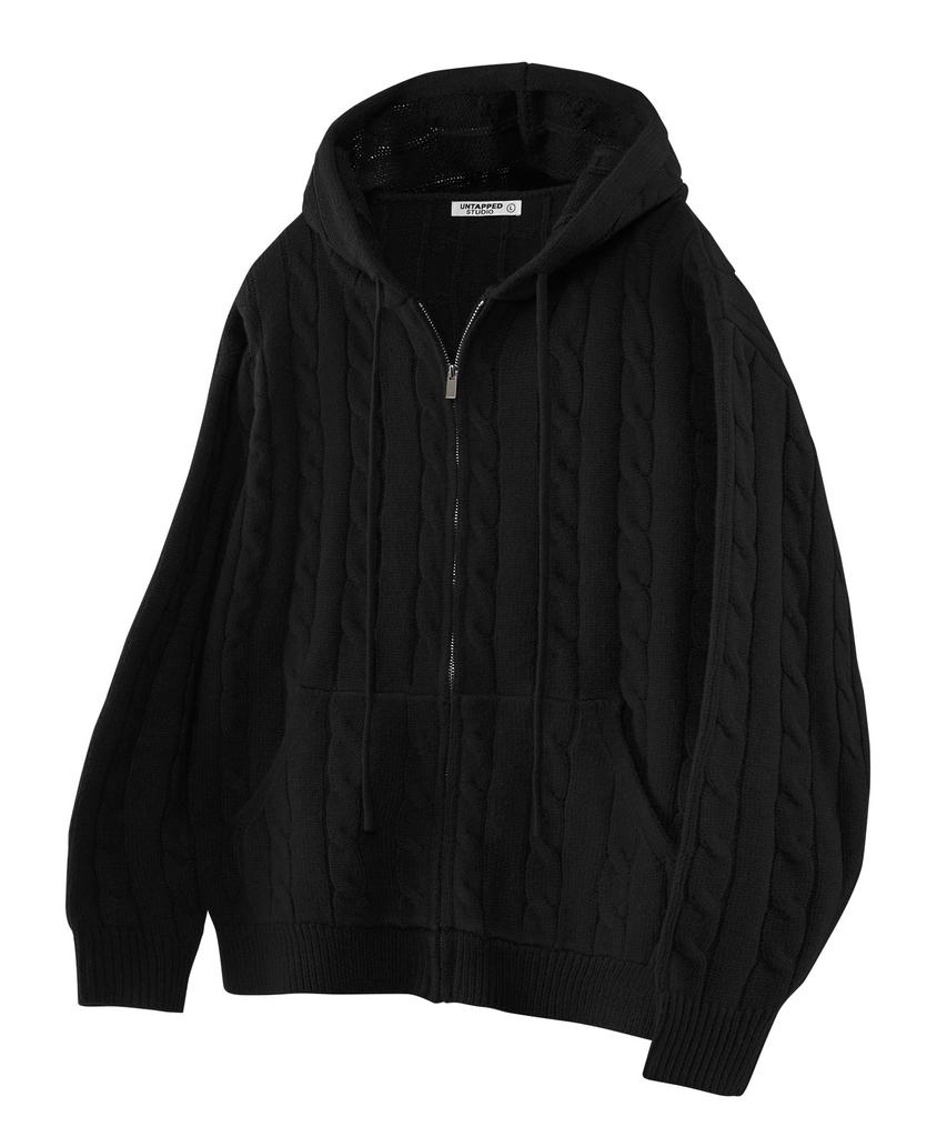 Untapped Studio Oversized Cable Knit Zip-Up Hoodie 3 Colors