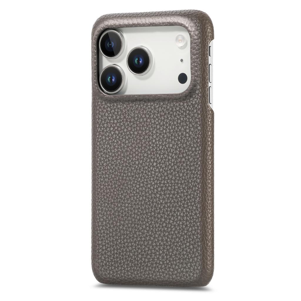 For iPhone 17 Pro Max Case Litchi Texture Leather Coated PC Mobile Back Cover