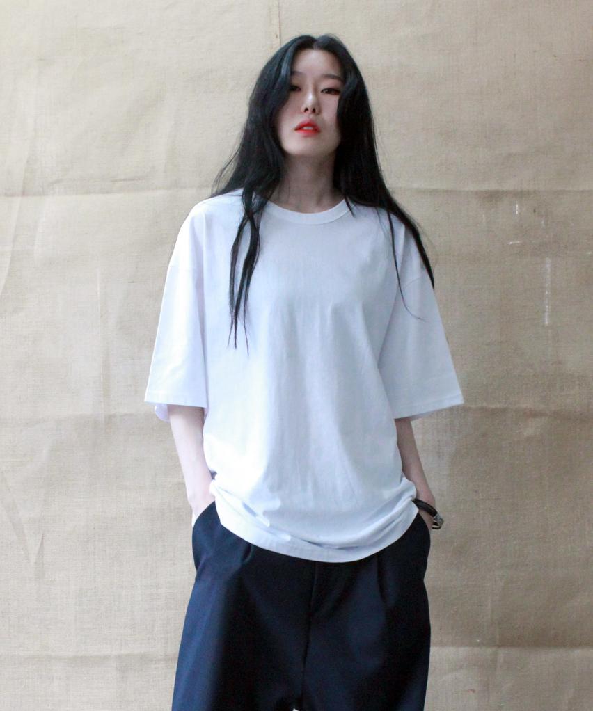 Deumakeu Men'S & Women'S Oversized Plain Layered Short Sleeve T-Shirt White